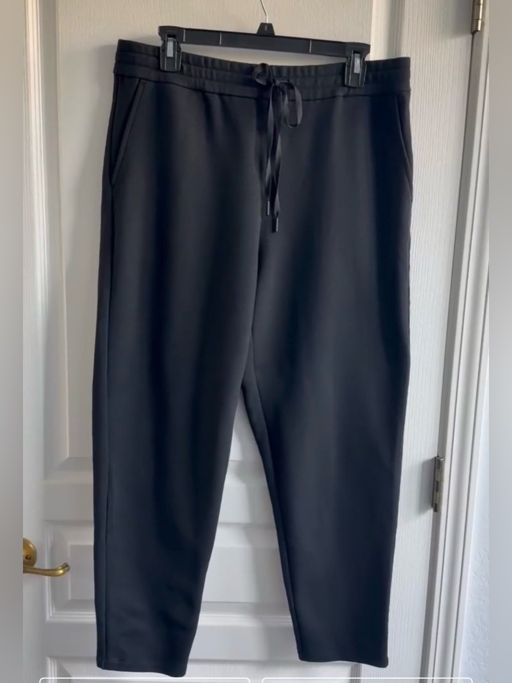 Eileen Fisher Pants Track Pants Elastic Waist Drawstring High Rise Ankle Black M